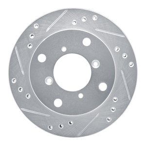 Chevrolet Metro Brake Rotor (1) - Front Left - R1 Concepts - Drilled & Slotted - Silver - `89-`01